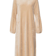 Favourites Round Neck Velvet Dress With Balloon Sleeves | Coffee Quartz 78110-2216